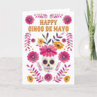 Sugar Skull Mexican Flowers Happy Cinco de Mayo