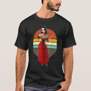 Sugar Skull Mexican Retro Catrina Halloween Day Of T-Shirt