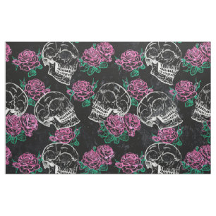 Sugar Skull Ombre Roses Funky Pastel Grunge Glam Fabric