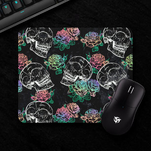 Sugar Skull Ombre Roses   Girly Pastel Grunge Glam Mouse Mat