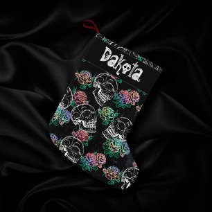 Sugar Skull Ombre Roses Girly Pastel Grunge Glam Small Christmas Stocking