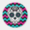 Sugar skull on chevron stripes pattern