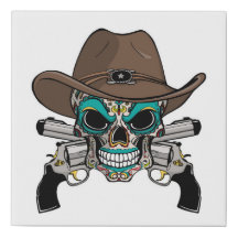 Sugar Skull Outlaw Faux Wrapped Canvas Print