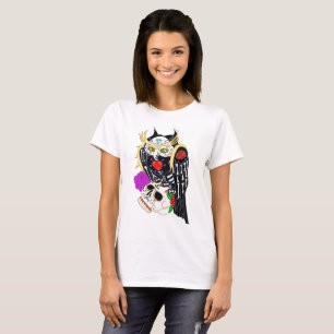 Sugar Skull Owl And Skull T-Shirt