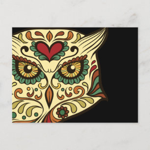 Sugar Skull Owl - Tattoo Design Postcard