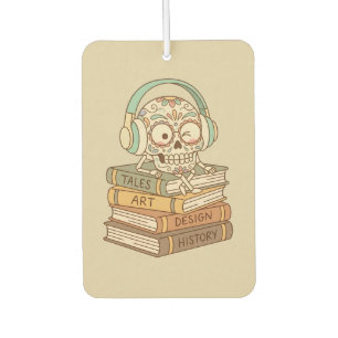 Sugar Skull Passionate About Reading Car Air Freshener