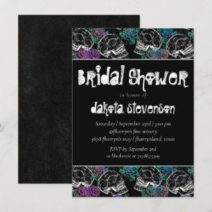 Sugar Skull Pastel Roses   Ombre Bridal Shower Invitation
