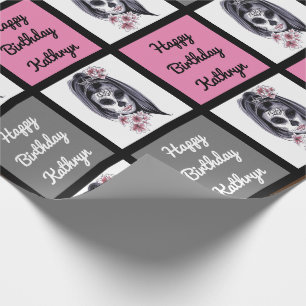 Sugar Skull Personalised Birthday Wrapping Paper