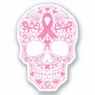 Sugar Skull Pink Ribbon Breast Cancer Awareness