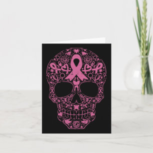 Sugar Skull Pink Ribbon Calavera Breast Cancer Awa Card