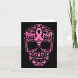 Sugar Skull Pink Ribbon Calavera Breast Cancer Awa Card