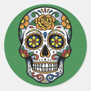 Sugar Skull Pop Art Dia de los Muertos Classic Round Sticker