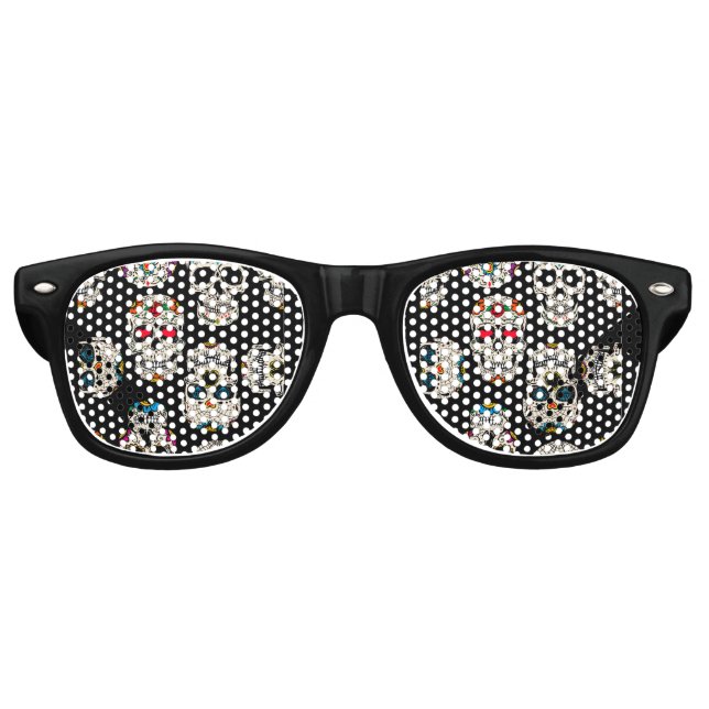 Sugar Skull Print  Retro Sunglasses (Front)