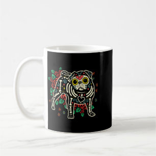 Sugar Skull Pug Dia De Los Muertos Halloween Dog Coffee Mug