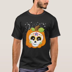 Sugar Skull Pumpkin Day of the Dead Mexican Calave T-Shirt