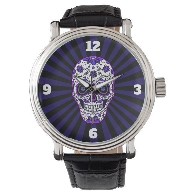 Sugar Skull Purple Colours Watch  (Front)