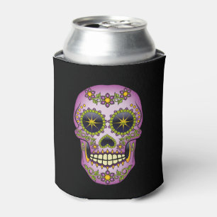 Sugar Skull Purple Floral Can Cooler