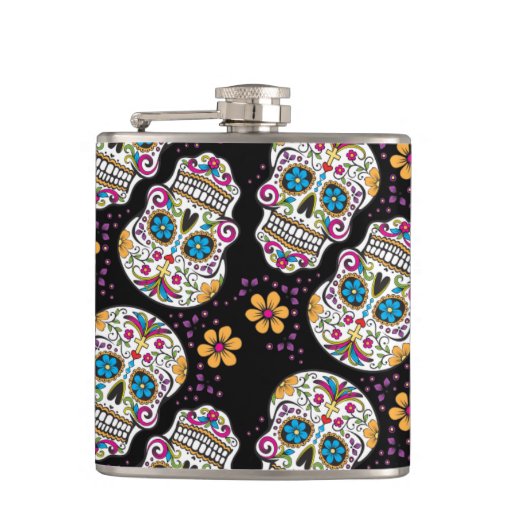 Image of Sugar Skull Purple.png Hip Flask