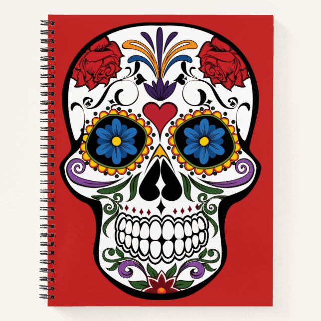 Sugar Skull Red-Day of The Dead Sketchbook Notebook (Front)