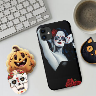 Sugar Skull Red Roses Black iPhone 11 Case