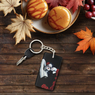 Sugar Skull Red Roses Black Key Ring