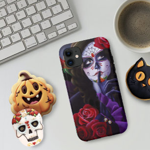 Sugar Skull Red Roses Purple iPhone 11 Case