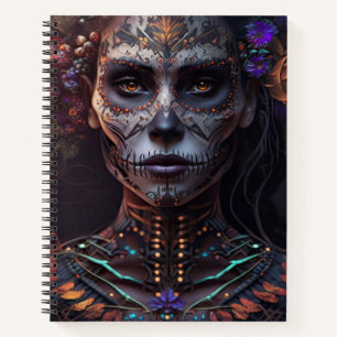 Sugar Skull Robotic Woman Day of the Dead Notebook