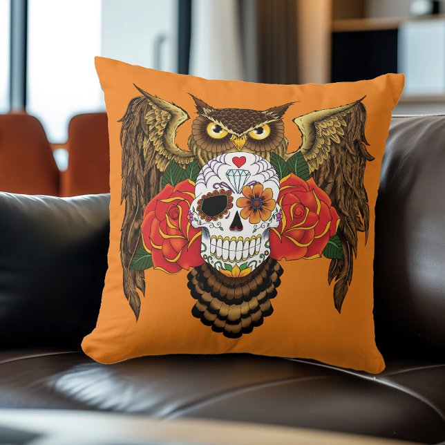 Sugar Skull Roses Owl Cushion (Creator Uploaded)