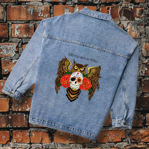 Sugar Skull Roses Owl Denim Jacket