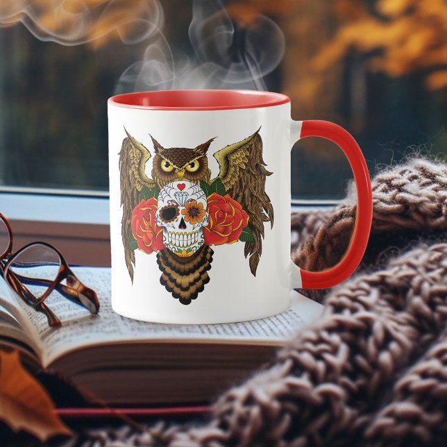 Sugar Skull Roses Owl Mug (Creator Uploaded)