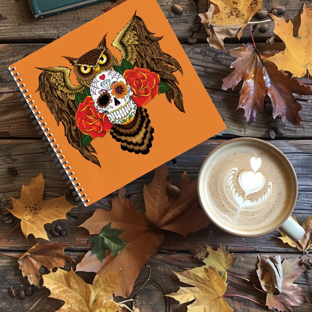 Sugar Skull Roses Owl Notebook (Creator Uploaded)