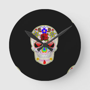 sugar skull round clock