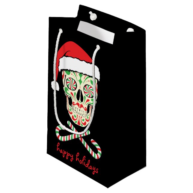sugar skull santa customisable small gift bag (Front Angled)