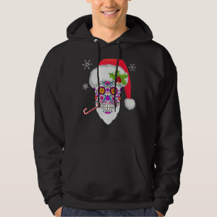 Sugar Skull Santa Funny Christmas Dia De Los Muert Hoodie