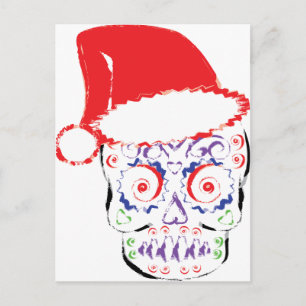 Sugar Skull Santa Holiday Postcard