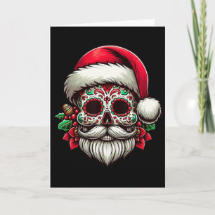 Sugar Skull Santa Mexico Calavera Xmas Dia De Los Card
