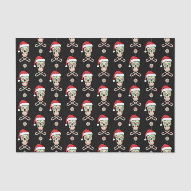 sugar skull santa pattern customisable tissue paper (Front)