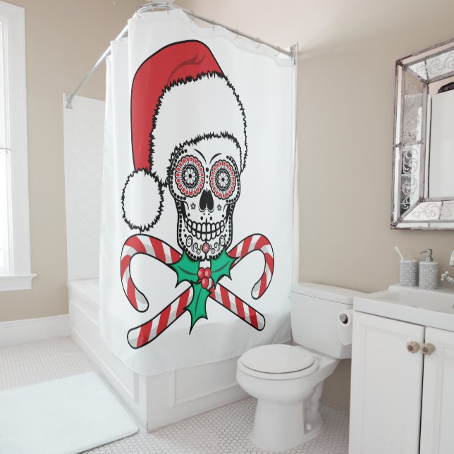 Sugar skull Santa Shower Curtain (In Situ)