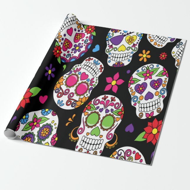 Sugar skull Scary and bloodcurdling intimidating Wrapping Paper (Unrolled)