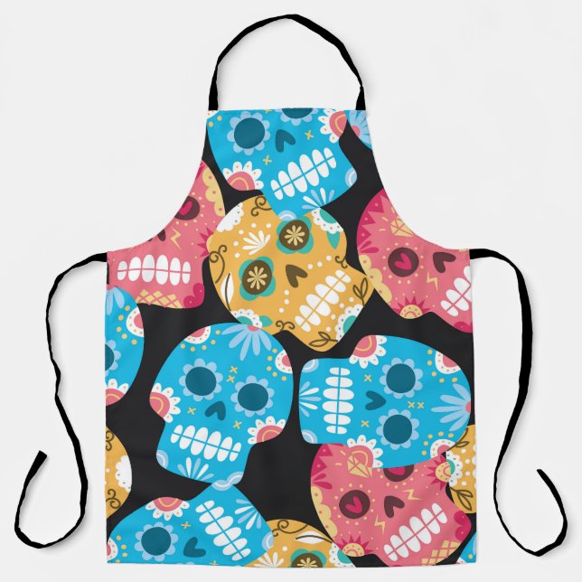 Sugar skull, seamless festive background. apron (Front)