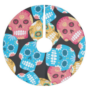 Sugar skull, seamless festive background. brushed polyester tree skirt