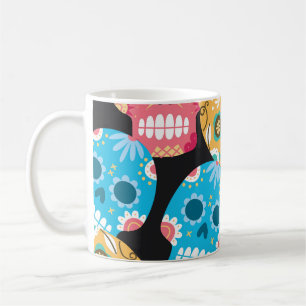 Sugar skull, seamless festive background. coffee mug