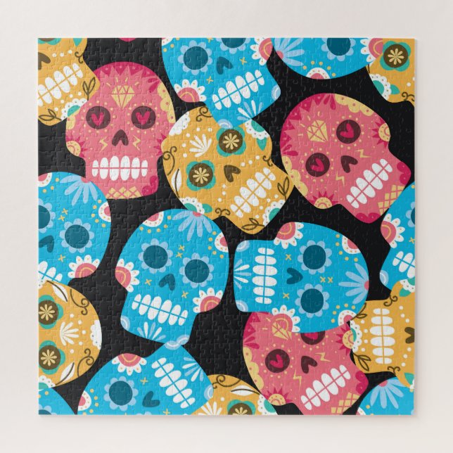 Sugar skull, seamless festive background. jigsaw puzzle (Vertical)