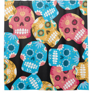 Sugar skull, seamless festive background. shower curtain