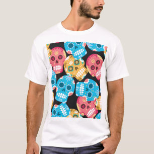 Sugar skull, seamless festive background. T-Shirt