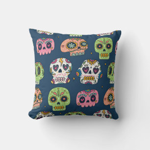 sugar skull seamless pattern vintage illustration cushion