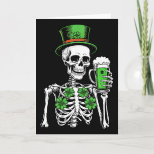 Sugar Skull Shamrock St Patricks Day Men Women Bee Card