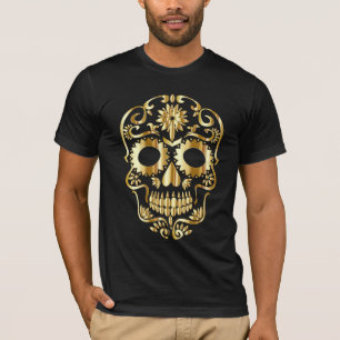 SUGAR SKULL SHINY GOLD T-SHIRTS