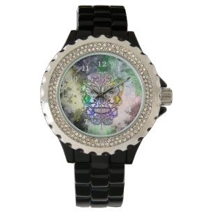 Sugar Skull Skeleton Grunge Watch