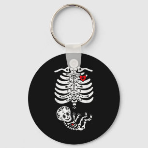 Sugar Skull Skeleton Halloween Pregnancy Annouceme Key Ring